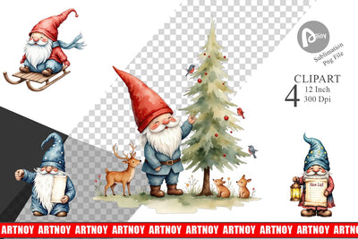 Christmas Gnomes Clipart Sublimation artnoy 