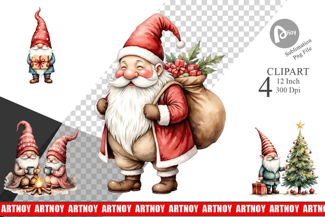Christmas Gnomes Clipart Sublimation artnoy 