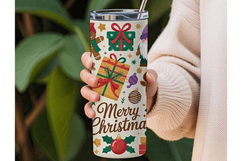 Christmas Gnomes & Gifts Tumbler Wrap Sublimation DesignSVG 