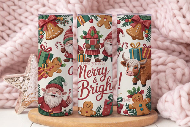 Christmas Gnomes & Gifts Tumbler Wrap Sublimation DesignSVG 