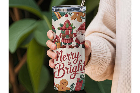 Christmas Gnomes & Gifts Tumbler Wrap Sublimation DesignSVG 
