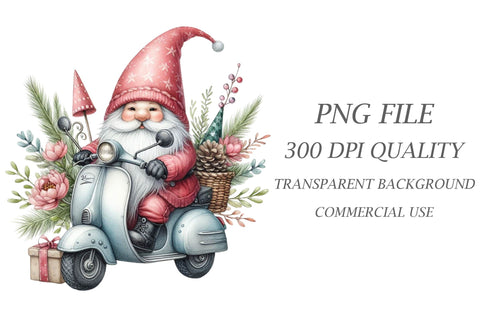 Christmas Gnomes in Vespa Clipart Sublimation Rupkotha 