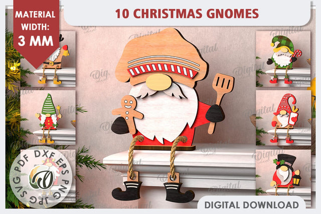 Christmas Gnomes Laser Cut Bundle. Christmas Decor SVG SVG Evgenyia Guschina 