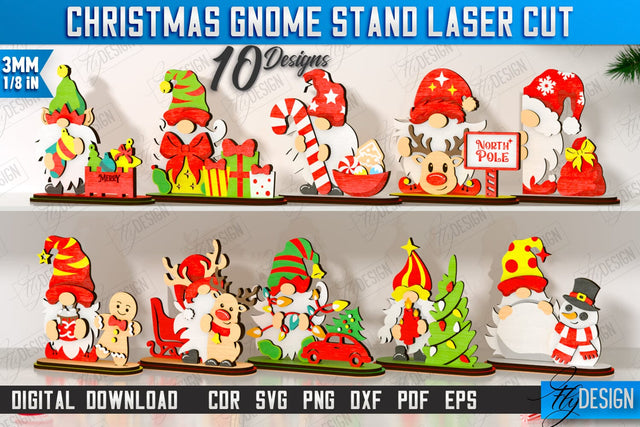 Christmas Gnomes Laser Cut Bundle | Table Statuette | Christmas Figurine | Holiday | CNC Files SVG Fly Design 