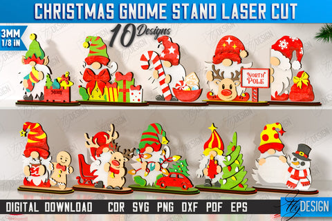 Christmas Gnomes Laser Cut Bundle | Table Statuette | Christmas Figurine | Holiday | CNC Files SVG Fly Design 
