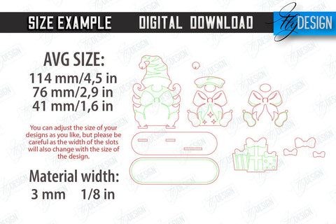 Christmas Gnomes Laser Cut Bundle | Table Statuette | Christmas Figurine | Holiday | CNC Files SVG Fly Design 