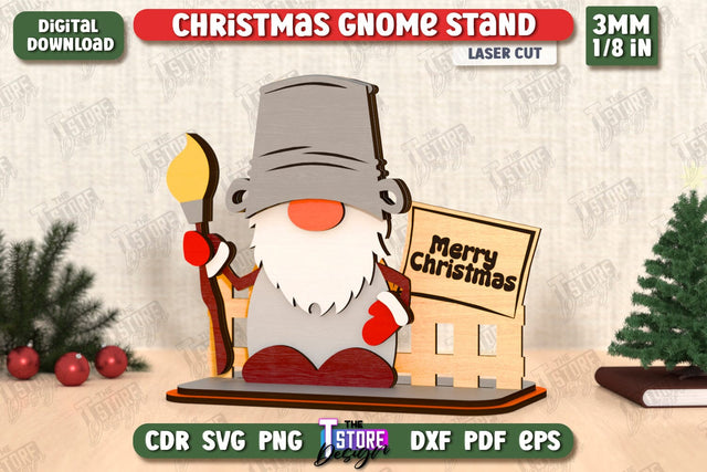 Christmas Gnomes Laser Cut | Table Statuette | Christmas Figurine | Holiday | CNC File SVG The T Store Design 