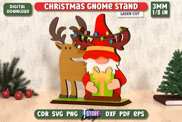 Christmas Gnomes Laser Cut | Table Statuette | Christmas Figurine | Holiday | CNC File SVG The T Store Design 