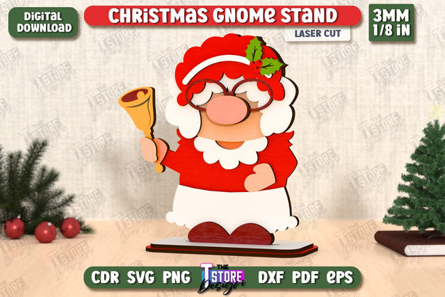 Christmas Gnomes Laser Cut | Table Statuette | Christmas Figurine | Holiday | CNC File SVG The T Store Design 