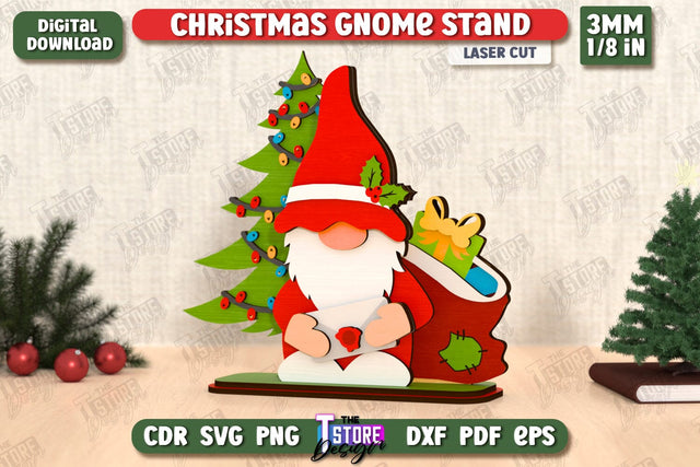 Christmas Gnomes Laser Cut | Table Statuette | Christmas Figurine | Holiday | CNC File SVG The T Store Design 