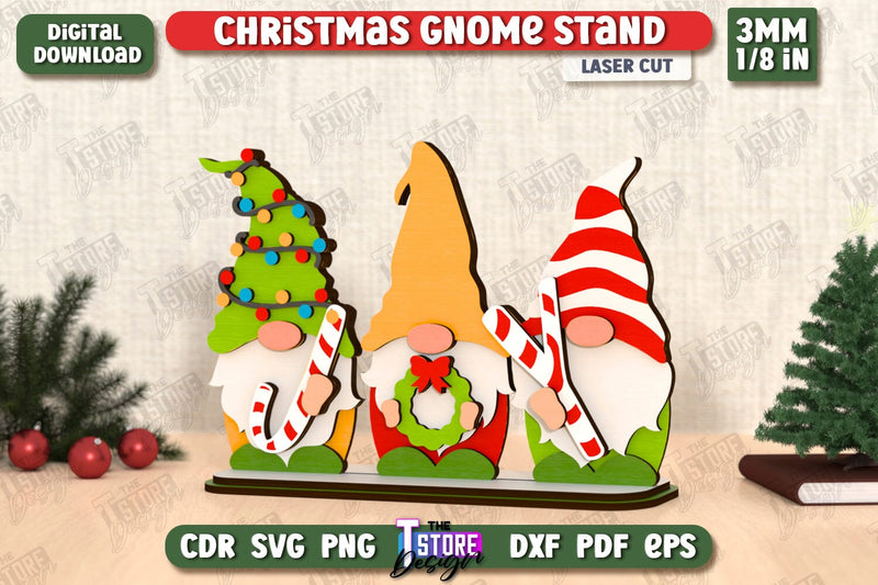 Christmas Gnomes Laser Cut | Table Statuette | Christmas Figurine | Holiday | CNC File SVG The T Store Design 