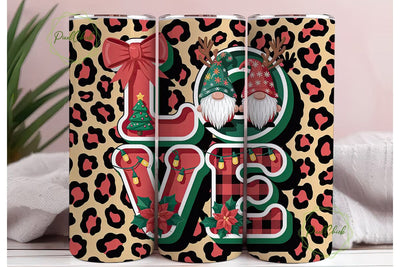 Christmas Gnomes Love 20oz Tumbler Wrap Sublimation PixelChick 