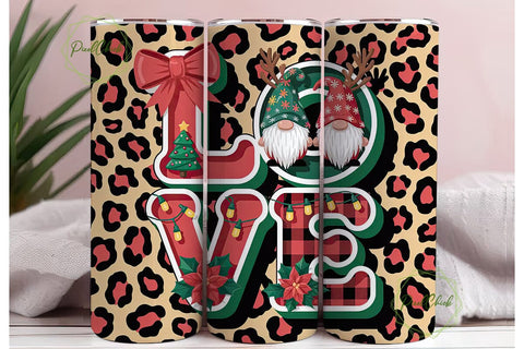 Christmas Gnomes Love 20oz Tumbler Wrap Sublimation PixelChick 