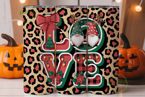 Christmas Gnomes Love 20oz Tumbler Wrap Sublimation PixelChick 