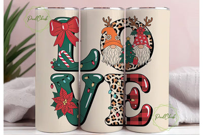 Christmas Gnomes Love 20oz Tumbler Wrap Sublimation PixelChick 