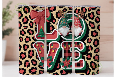 Christmas Gnomes Love 20oz Tumbler Wrap Sublimation PixelChick 