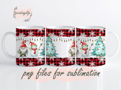 Christmas Gnomes Mug Wrap Festive Wrap Png Design Sublimation Digital Download 11oz Sublimation PrintingLife 