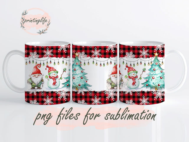 Christmas Gnomes Mug Wrap Festive Wrap Png Design Sublimation Digital Download 11oz Sublimation PrintingLife 