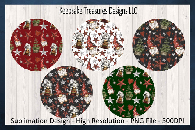 Christmas Gnomes Round Coaster Template, Sublimation Png Design, Happy Holidays, Digital Download Sublimation Keepsake Treasures Designs LLC. 