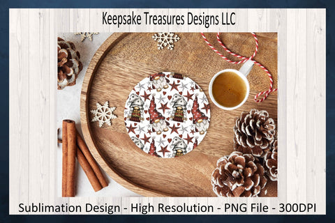 Christmas Gnomes Round Coaster Template, Sublimation Png Design, Happy Holidays, Digital Download Sublimation Keepsake Treasures Designs LLC. 