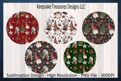 Christmas Gnomes Round Coaster Template, Sublimation Png Design, Happy Holidays, Digital Download Sublimation Keepsake Treasures Designs LLC. 