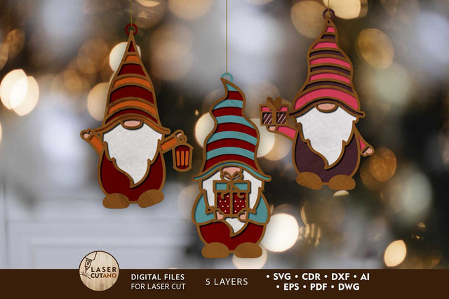 CHRISTMAS GNOMES SET, Home Decoration, Laser Cut Templates SVG LaserCutano 