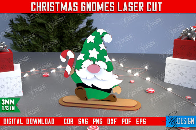 Christmas Gnomes | Table Statuette | Christmas Figurine | Holiday | CNC File SVG Fly Design 