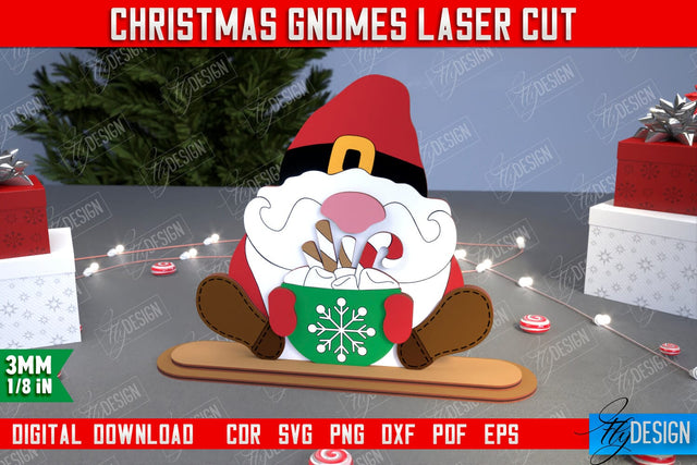 Christmas Gnomes | Table Statuette | Christmas Figurine | Holiday | CNC File SVG Fly Design 