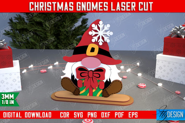 Christmas Gnomes | Table Statuette | Christmas Figurine | Holiday | CNC File SVG Fly Design 