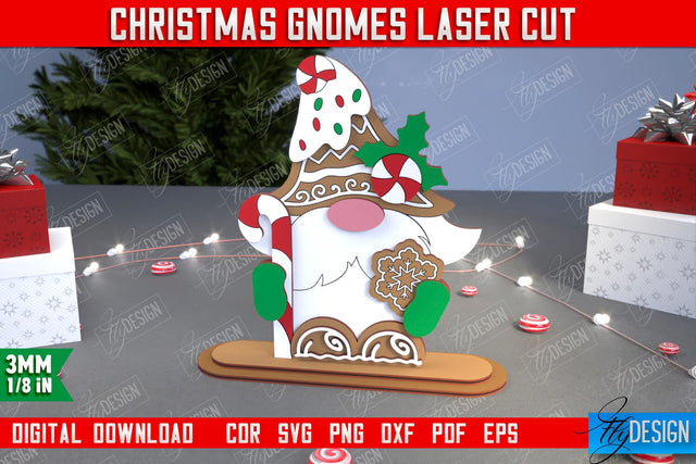 Christmas Gnomes | Table Statuette | Christmas Figurine | Holiday | CNC File SVG Fly Design 