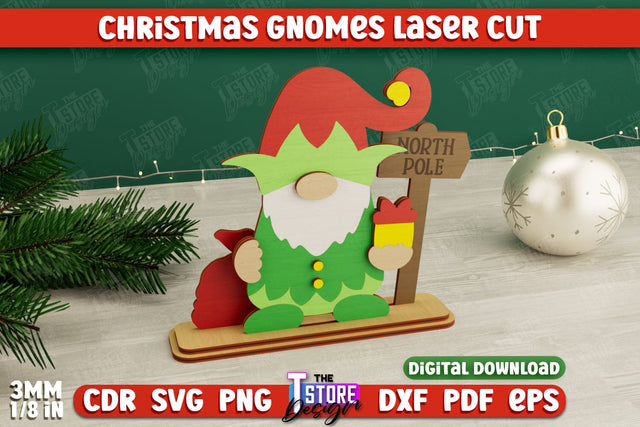 Christmas Gnomes | Table Statuette | Christmas Figurine | Holiday | CNC File SVG The T Store Design 