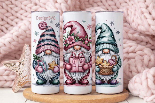 Christmas Gnomes Trio 20oz Tumbler Wrap Sublimation DesignSVG 