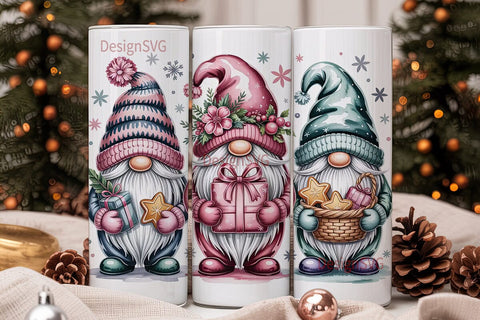 Christmas Gnomes Trio 20oz Tumbler Wrap Sublimation DesignSVG 