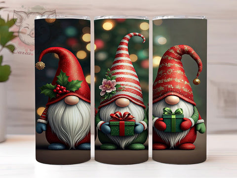 Christmas Gnomes Tumbler, 20oz Tumbler Wrap, PNG Sublimation Design, Digital Download, Cute Holiday Gifts, High-Resolution PNG, Skinny Tumbler Wrap Sublimation Lara' s Designs 