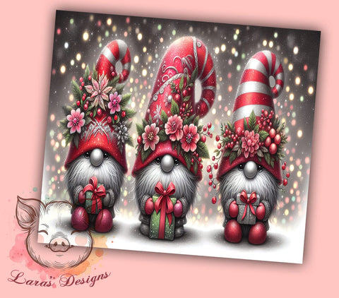 Christmas Gnomes Tumbler, 20oz Tumbler Wrap, PNG Sublimation Design, Digital Download, Cute Holiday Gifts, High-Resolution PNG, Skinny Tumbler Wrap Sublimation Lara' s Designs 