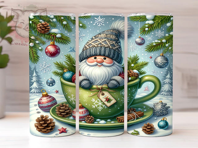 Christmas Gnomes Tumbler, Green Gnome Design, 20oz Tumbler Wrap, Holiday Drinkware, Winter Tumbler PNG, Sublimation Design, Cute Gnome Christmas Sublimation Lara' s Designs 