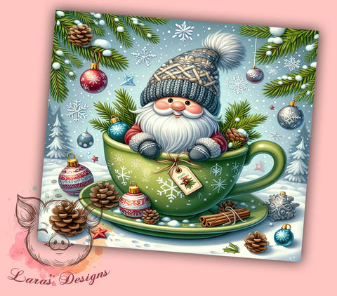 Christmas Gnomes Tumbler, Green Gnome Design, 20oz Tumbler Wrap, Holiday Drinkware, Winter Tumbler PNG, Sublimation Design, Cute Gnome Christmas Sublimation Lara' s Designs 