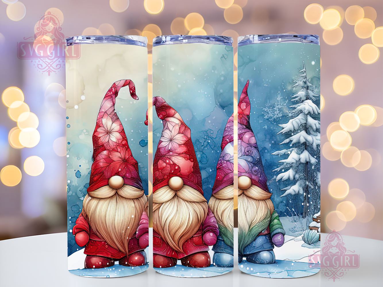  Winter Snowflake Gnome Tumbler Sublimation Wrap