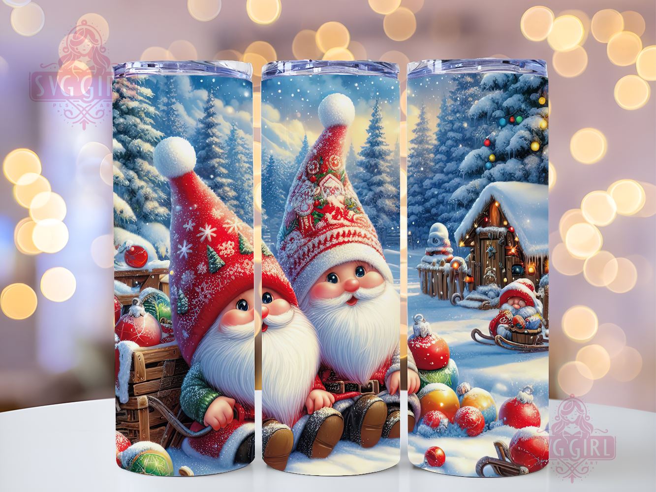  Winter Snowflake Gnome Tumbler Sublimation Wrap