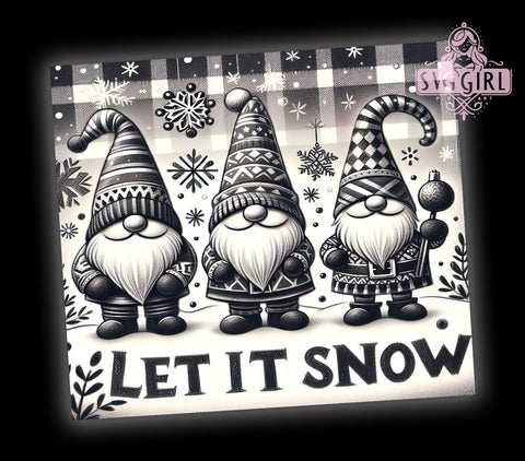 Christmas Gnomes Tumbler Wrap, Let It Snow Sublimation Design, 20oz Skinny Tumbler PNG, Digital Download, Winter Gnome Decor, Holiday Tumbler Wrap, Festive Gnome Print Sublimation SvggirlplusArt 