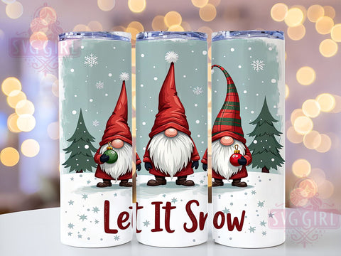 Christmas Gnomes Tumbler Wrap, Let It Snow Sublimation Design, 20oz Skinny Tumbler PNG, Digital Download, Winter Gnome Decor, Holiday Tumbler Wrap, Festive Gnome Print Sublimation SvggirlplusArt 