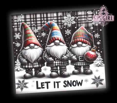 Christmas Gnomes Tumbler Wrap, Let It Snow Sublimation Design, 20oz Skinny Tumbler PNG, Digital Download, Winter Gnome Decor, Holiday Tumbler Wrap, Festive Gnome Print Sublimation SvggirlplusArt 