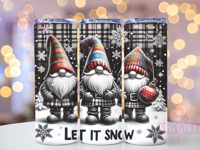 Christmas Gnomes Tumbler Wrap, Let It Snow Sublimation Design, 20oz Skinny Tumbler PNG, Digital Download, Winter Gnome Decor, Holiday Tumbler Wrap, Festive Gnome Print Sublimation SvggirlplusArt 