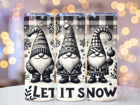 Christmas Gnomes Tumbler Wrap, Let It Snow Sublimation Design, 20oz Skinny Tumbler PNG, Digital Download, Winter Gnome Decor, Holiday Tumbler Wrap, Festive Gnome Print Sublimation SvggirlplusArt 