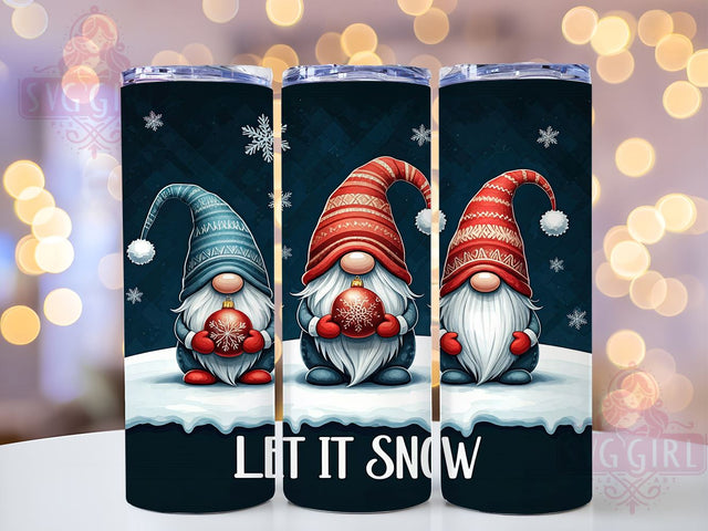 Christmas Gnomes Tumbler Wrap, Let It Snow Sublimation Design, 20oz Skinny Tumbler PNG, Digital Download, Winter Gnome Decor, Holiday Tumbler Wrap, Festive Gnome Print Sublimation SvggirlplusArt 