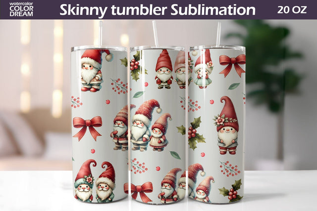 Christmas Gnomes Tumbler Wrap | Tumbler Seamless Sublimation WatercolorColorDream 