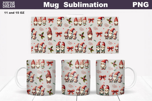 Christmas Gnomes Wrap | Christmas Mug Sublimation Sublimation WatercolorColorDream 