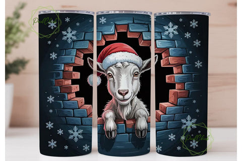 Christmas Goat 20oz Tumbler Wrap Sublimation PixelChick 
