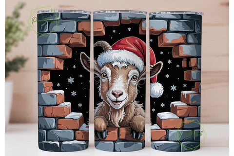 Christmas Goat 20oz Tumbler Wrap Sublimation PixelChick 