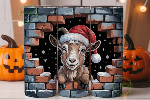 Christmas Goat 20oz Tumbler Wrap Sublimation PixelChick 